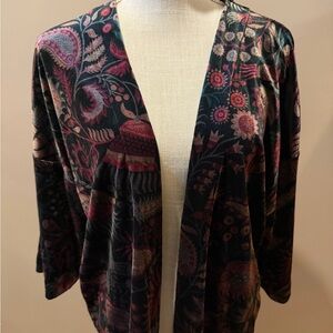 LOFT Velvet Floral Patterned Women's Short Kimono
